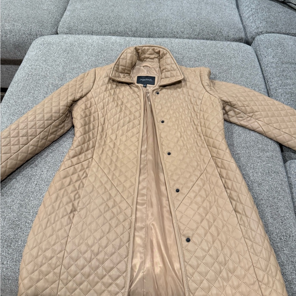 Neiman Marcus Tan Quilted Leather Coat